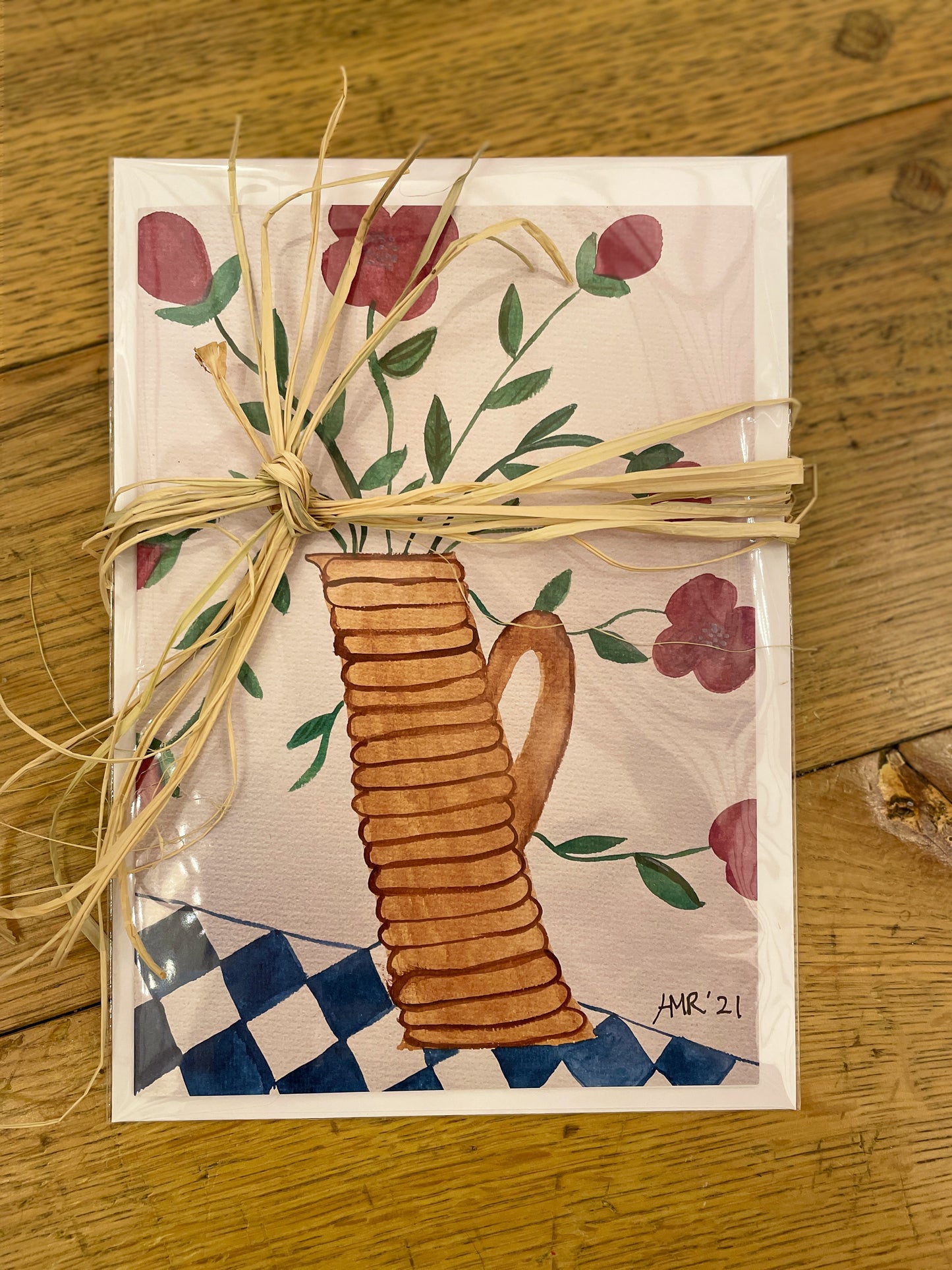 Pottery vase watercolour greeting card