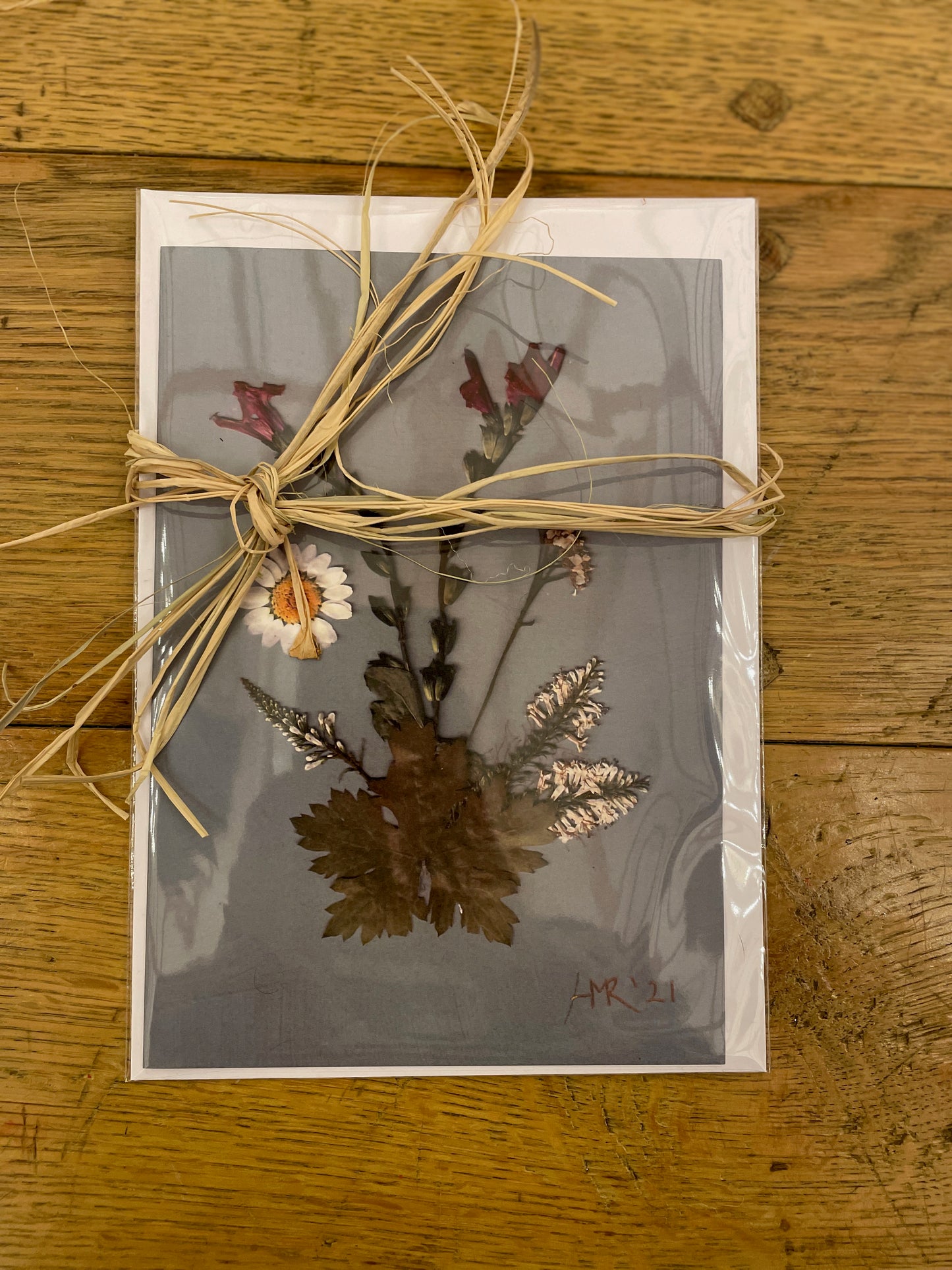 Pressed flower greeting card