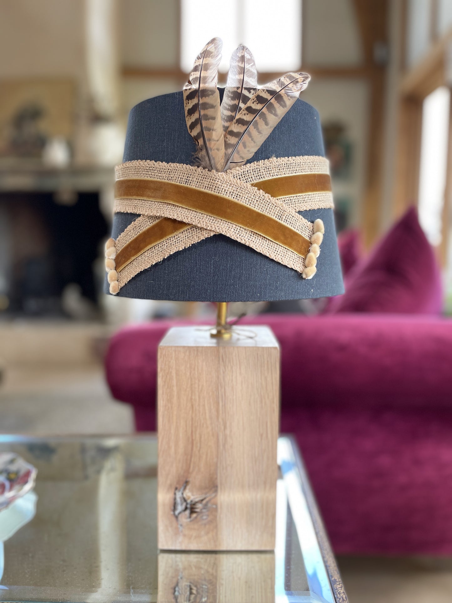 Solid oak lamp base 21.5cm