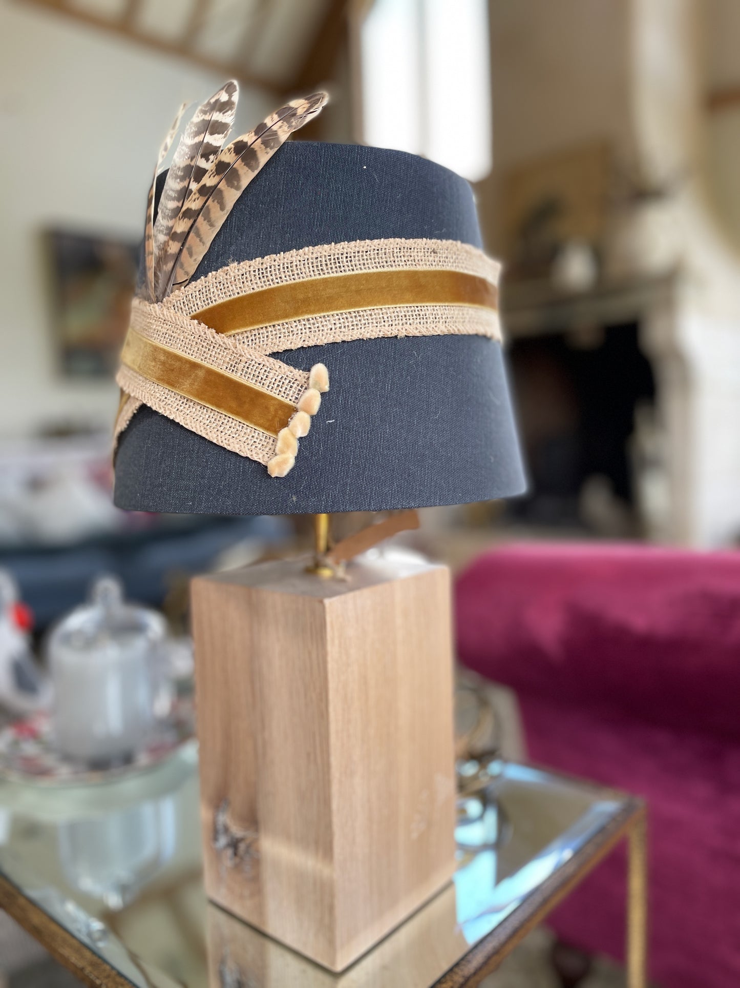 Solid oak lamp base 21.5cm