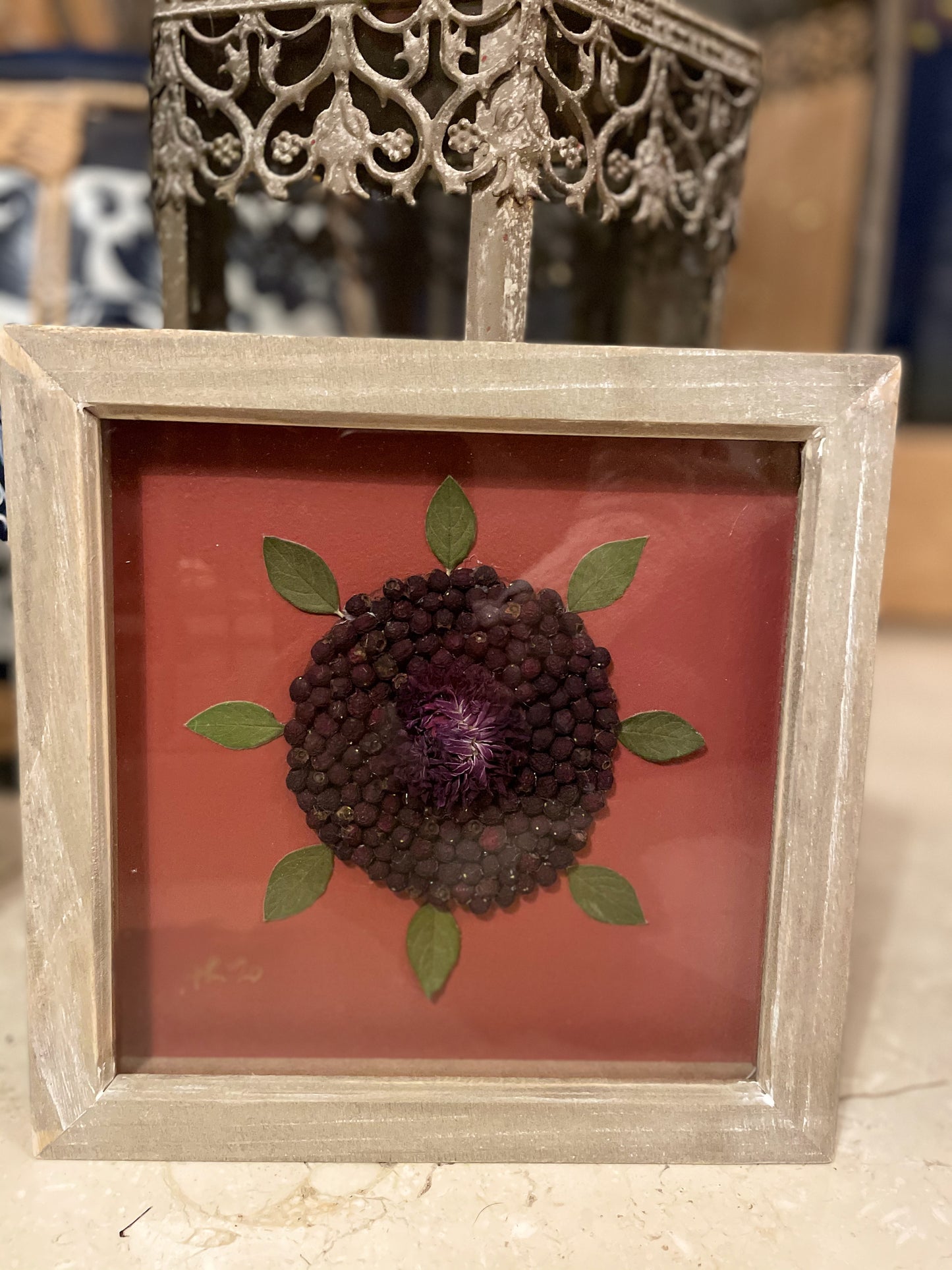 Boxed dahlia winter berries and leaves