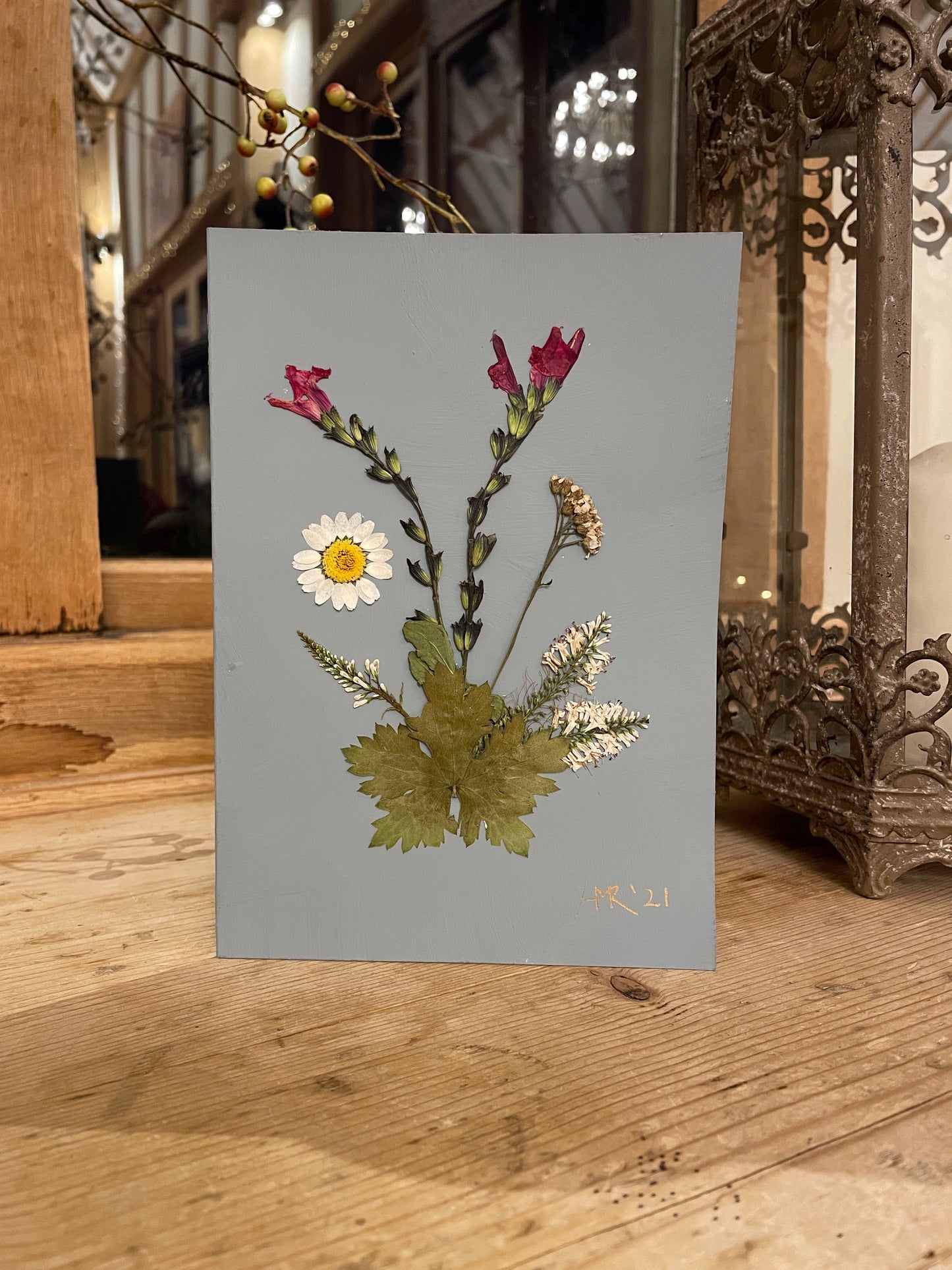 Pressed flower greeting card