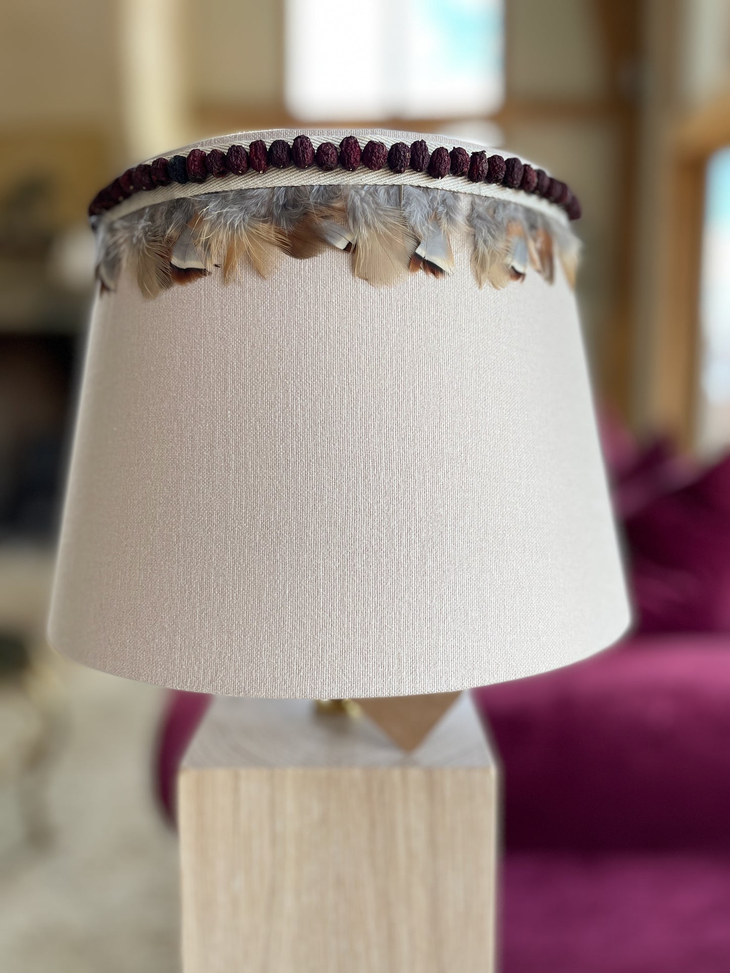 Berry and partridge lampshade