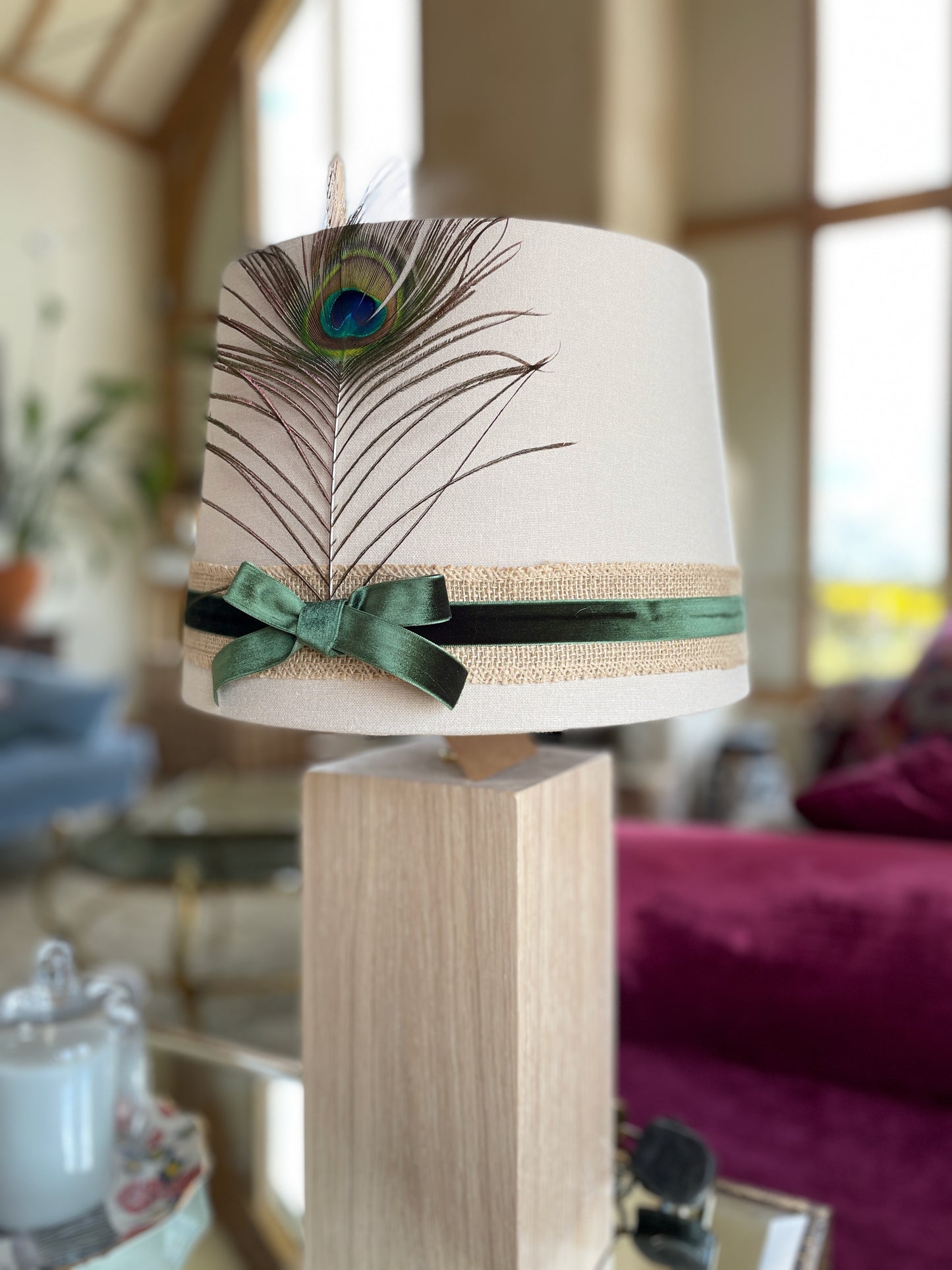 Sand shade with hessian and peacock