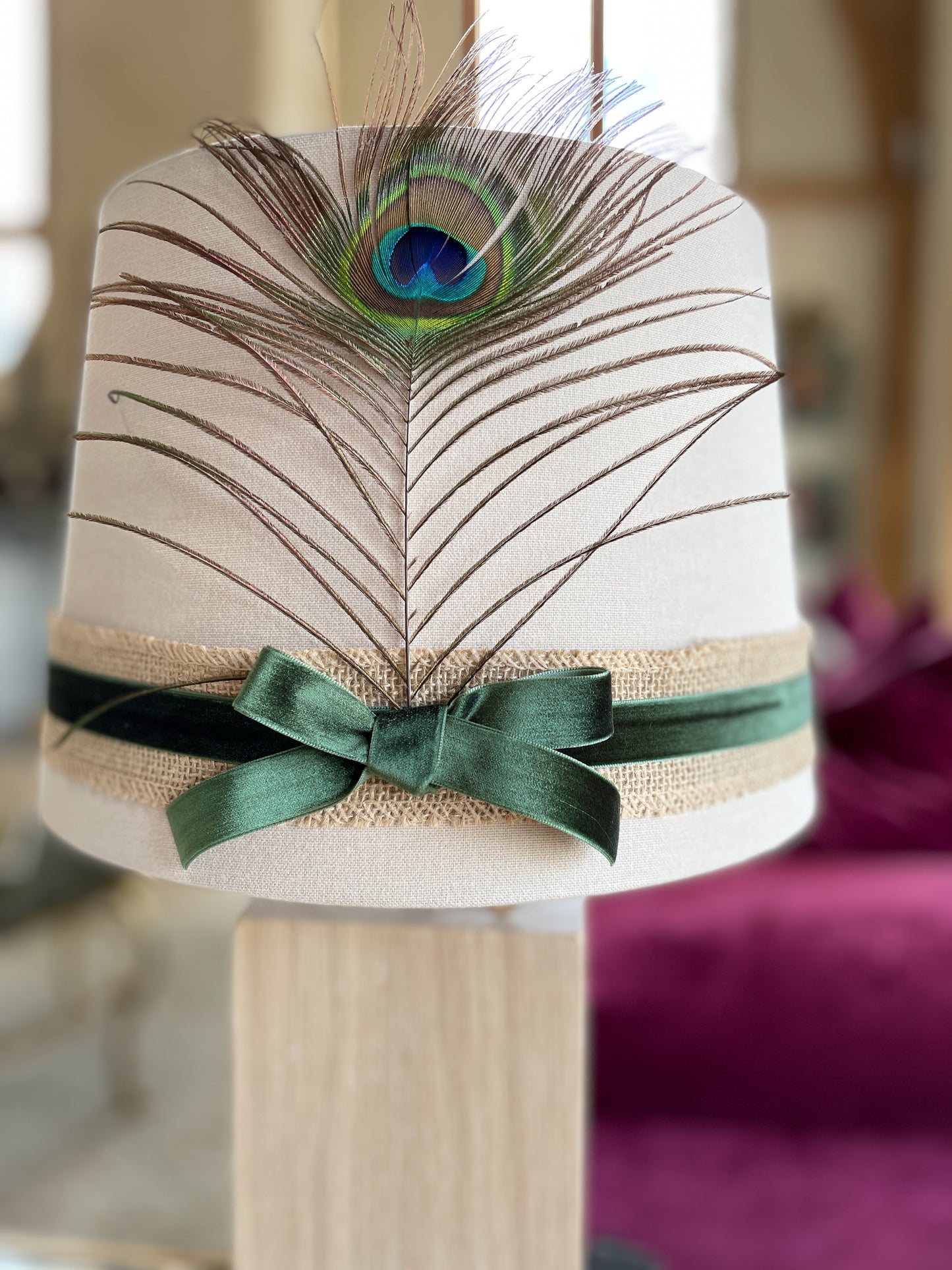 Sand shade with hessian and peacock