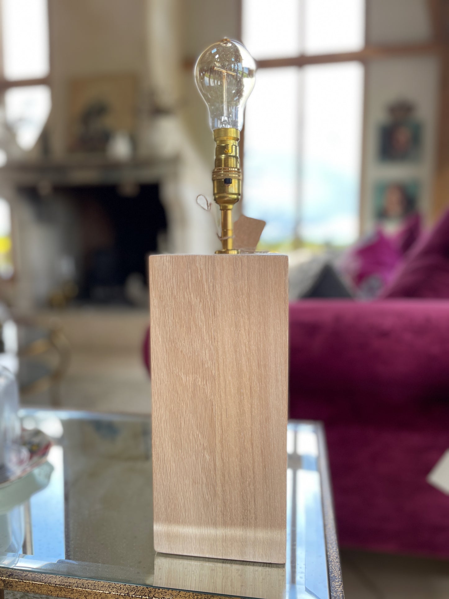 Solid Oak Lamp base 28cm