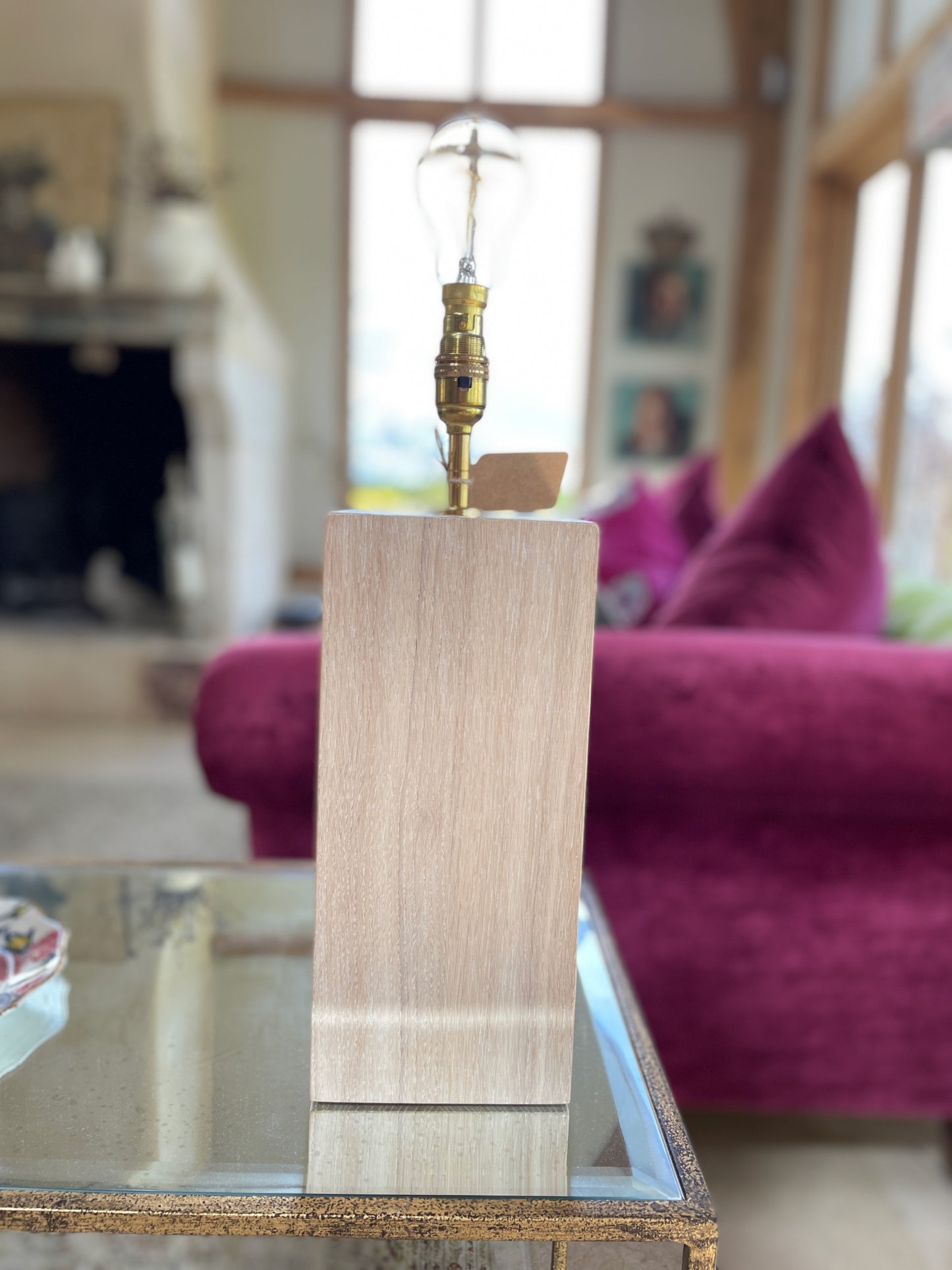 Solid oak lamp base 30cm