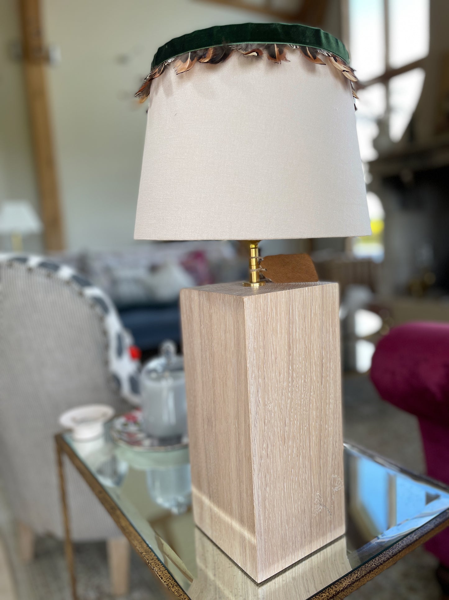 Solid oak lamp base 30cm