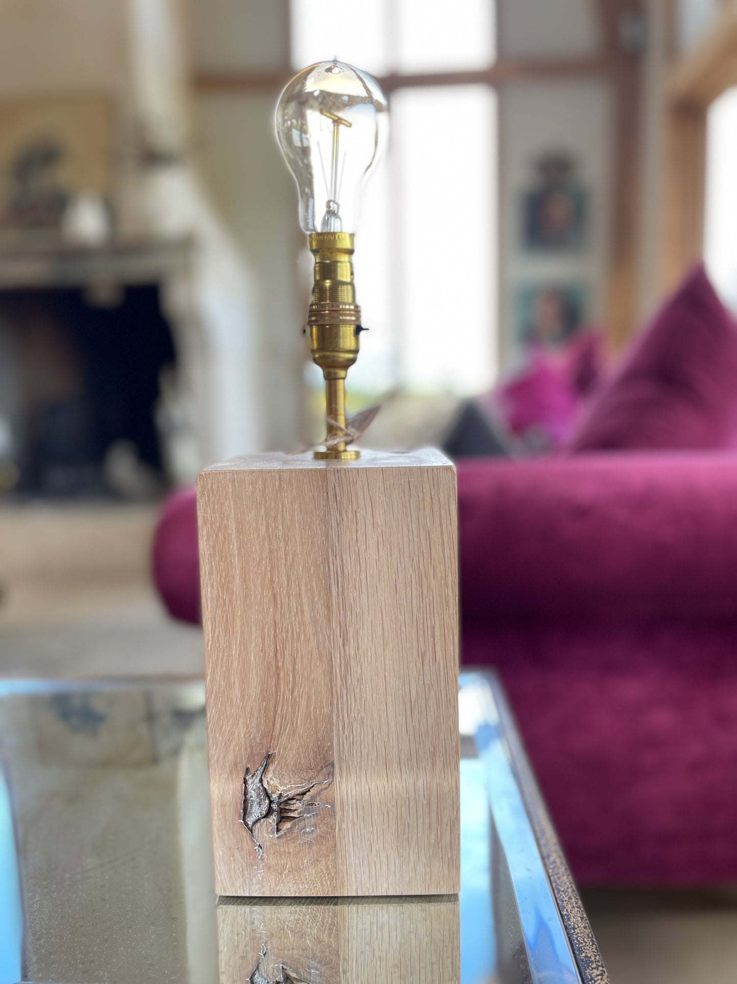 Solid oak lamp base 21.5cm