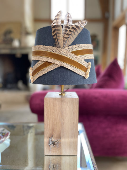 Solid oak lamp base 21.5cm