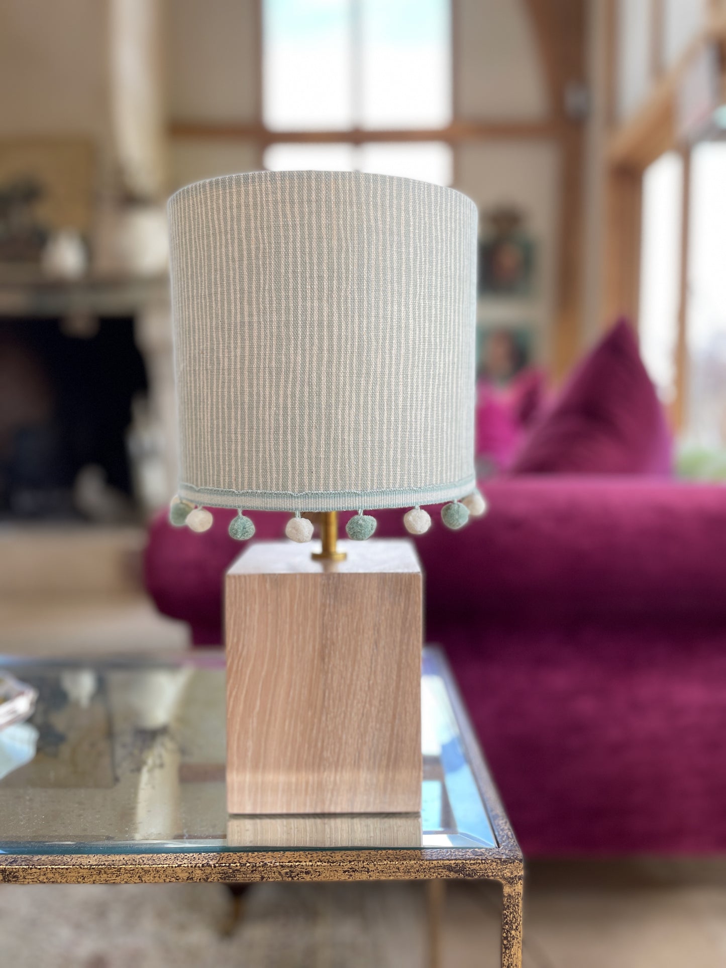 Solid oak lamp base 15cm